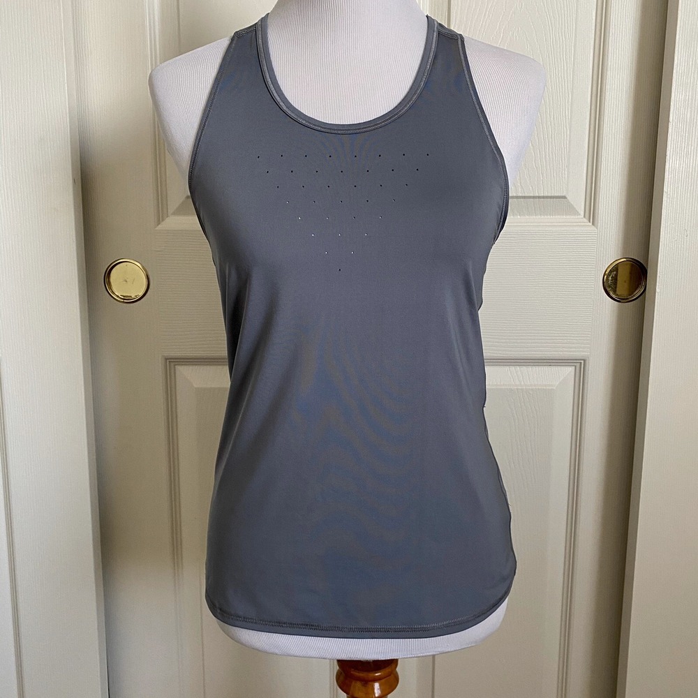 Athleta A Game Perforated Racerback‎ Tank Slate Gray Performance Workout XS
